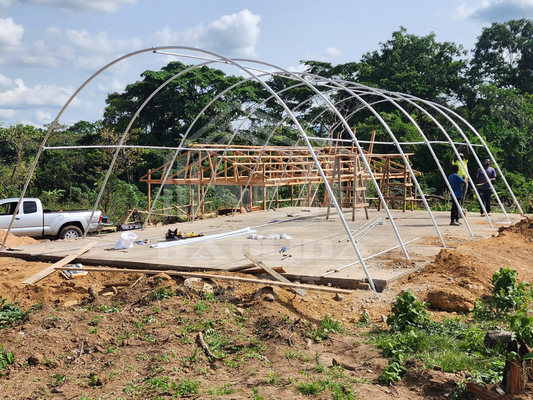 Aquecido galvanizado aço estrutura policarbonato secador solar estufa com estrutura estável dentro sistema de sombreamento exterior
