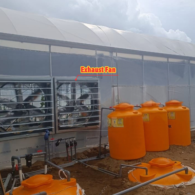 Casa de cultivo de flores e vegetais Quonset Hut Conservatório Casa de cultivo Garrafas de água grandes estufas com ventilação no telhado